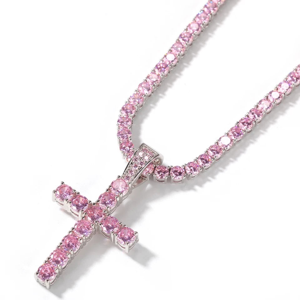 Pink sale diamond cross