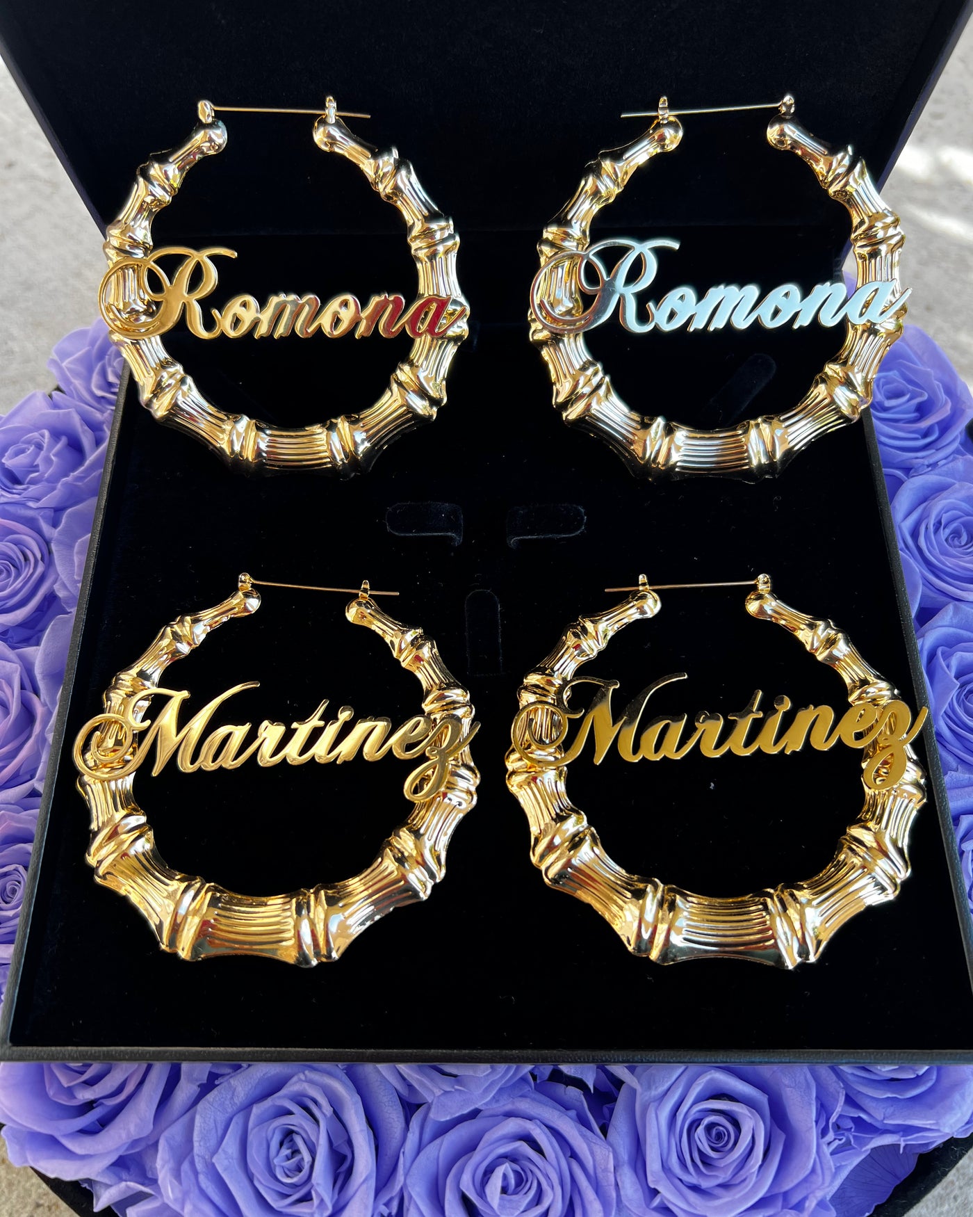 Cursive Custom Bamboo Earrings