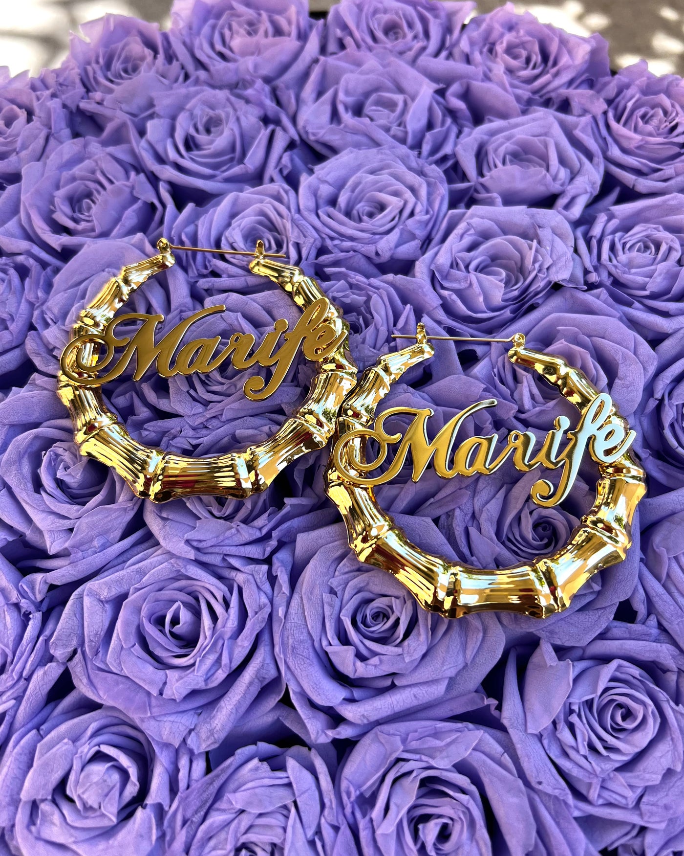 Cursive Custom Bamboo Earrings