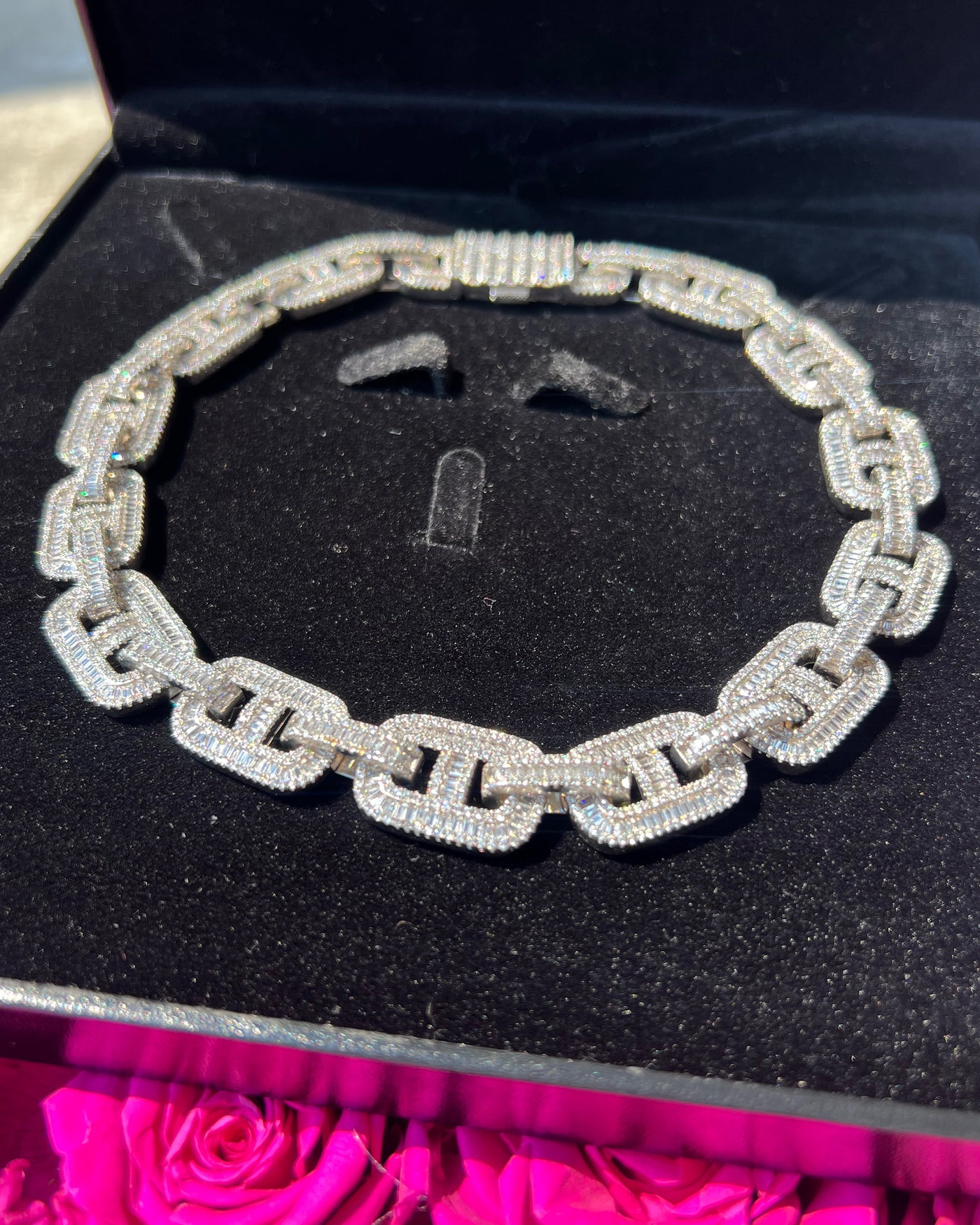 Diamond Baguette Linked Necklace