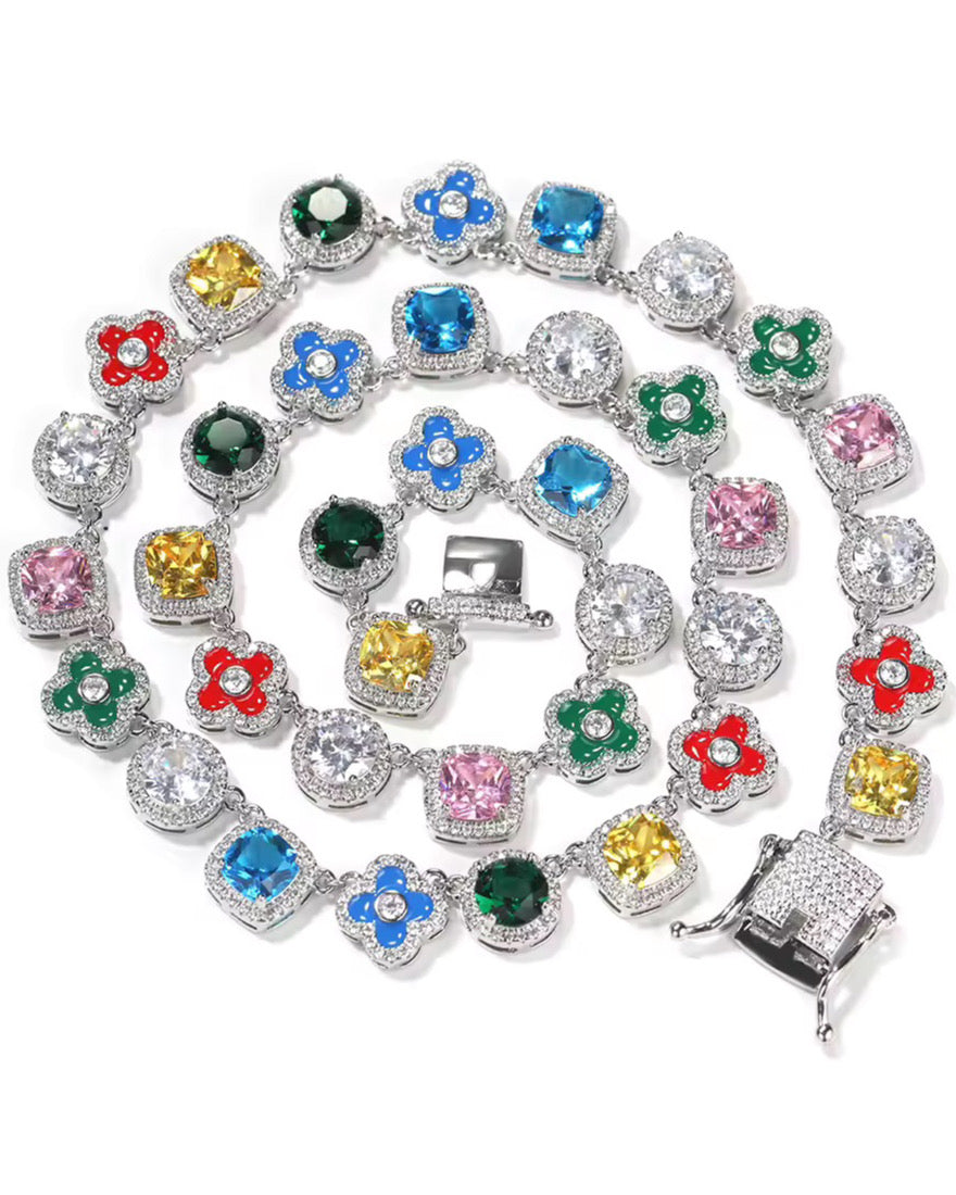Multi Clover Floral Necklace