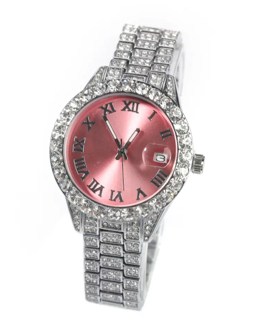 Icy Diamond Watch (Pink/Silver)