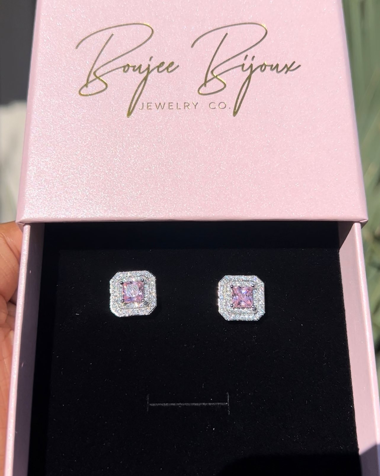 Wifey Diamond Earrings (Pink)